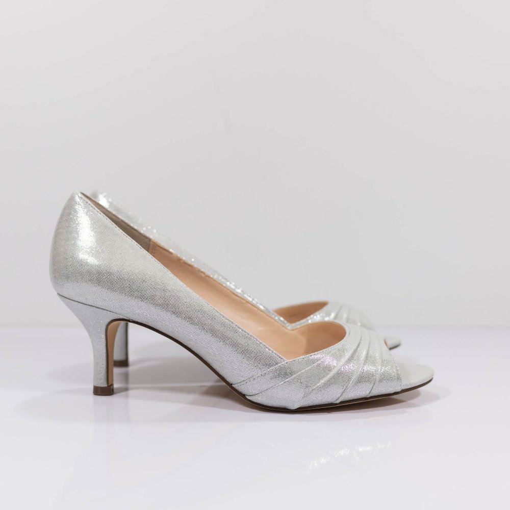 Nina Chezare Metallic Peep Toe Wedding Pumps - Picture 3 of 15